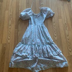 a floural blue dress